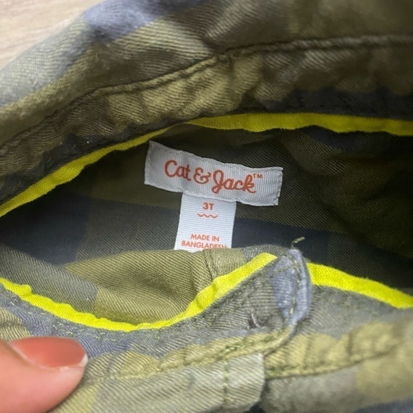 Old Navy 3T boys button up plaid yellow/green long sleeve shirt - Picture 6 of 8